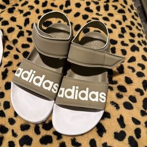 Adidas Kids Olive and White Sandals